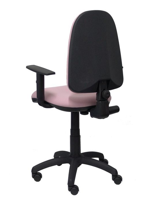 Modelo Ayna - Silla de oficina ergonómica con mecanismo de contacto permanente y regulable en altura - Asiento y respaldo tapizados en tejido BALI color rosa pálido (BRAZOS REGULABLES EN ALTURA)