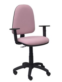 Modelo Ayna - Silla de oficina ergonómica con mecanismo de contacto permanente y regulable en altura - Asiento y respaldo tapizados en tejido BALI color rosa pálido (BRAZOS REGULABLES EN ALTURA)