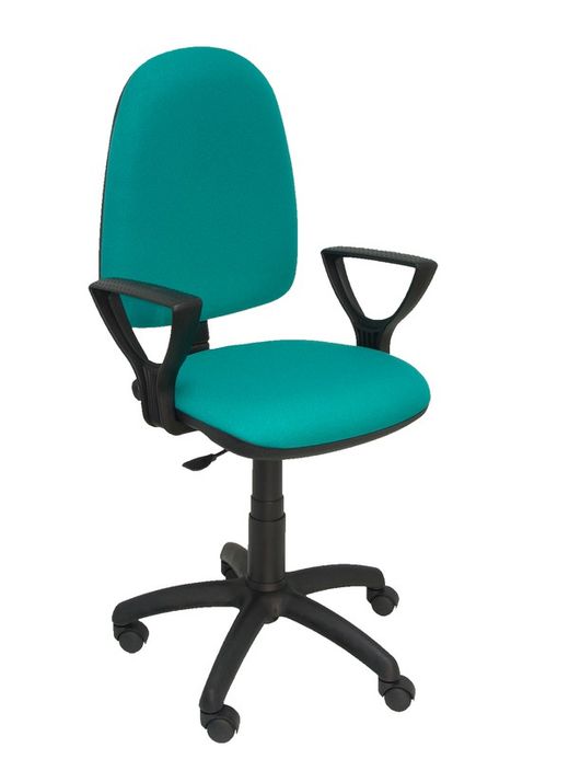Modelo Ayna - Silla de oficina ergonómica con mecanismo de contacto permanente y regulable en altura - Asiento y respaldo tapizados en tejido BALI color turquesa (BRAZOS FIJOS INCLUIDOS)