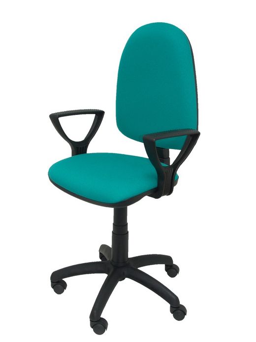 Modelo Ayna - Silla de oficina ergonómica con mecanismo de contacto permanente y regulable en altura - Asiento y respaldo tapizados en tejido BALI color turquesa (BRAZOS FIJOS INCLUIDOS)