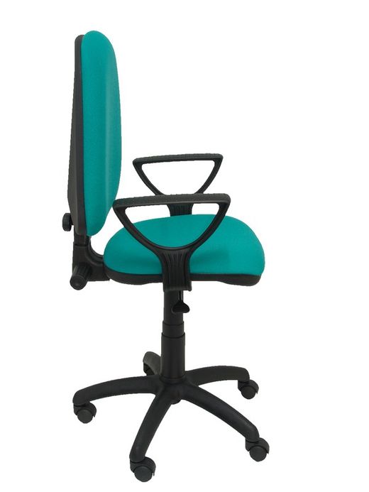 Modelo Ayna - Silla de oficina ergonómica con mecanismo de contacto permanente y regulable en altura - Asiento y respaldo tapizados en tejido BALI color turquesa (BRAZOS FIJOS INCLUIDOS)