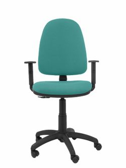 Modelo Ayna - Silla de oficina ergonómica con mecanismo de contacto permanente y regulable en altura - Asiento y respaldo tapizados en tejido BALI color turquesa (BRAZOS REGULABLES EN ALTURA)
