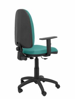 Modelo Ayna - Silla de oficina ergonómica con mecanismo de contacto permanente y regulable en altura - Asiento y respaldo tapizados en tejido BALI color turquesa (BRAZOS REGULABLES EN ALTURA)