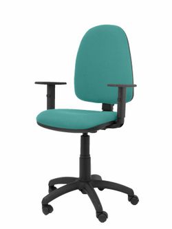 Modelo Ayna - Silla de oficina ergonómica con mecanismo de contacto permanente y regulable en altura - Asiento y respaldo tapizados en tejido BALI color turquesa (BRAZOS REGULABLES EN ALTURA)