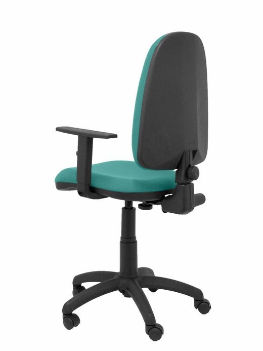Modelo Ayna - Silla de oficina ergonómica con mecanismo de contacto permanente y regulable en altura - Asiento y respaldo tapizados en tejido BALI color turquesa (BRAZOS REGULABLES EN ALTURA)