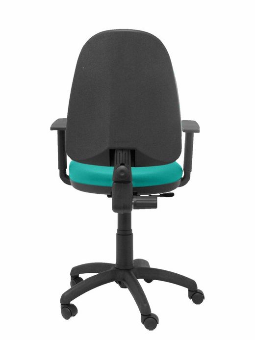 Modelo Ayna - Silla de oficina ergonómica con mecanismo de contacto permanente y regulable en altura - Asiento y respaldo tapizados en tejido BALI color turquesa (BRAZOS REGULABLES EN ALTURA)