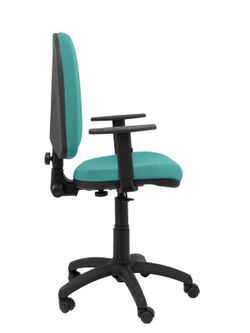 Modelo Ayna - Silla de oficina ergonómica con mecanismo de contacto permanente y regulable en altura - Asiento y respaldo tapizados en tejido BALI color turquesa (BRAZOS REGULABLES EN ALTURA)