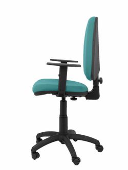 Modelo Ayna - Silla de oficina ergonómica con mecanismo de contacto permanente y regulable en altura - Asiento y respaldo tapizados en tejido BALI color turquesa (BRAZOS REGULABLES EN ALTURA)