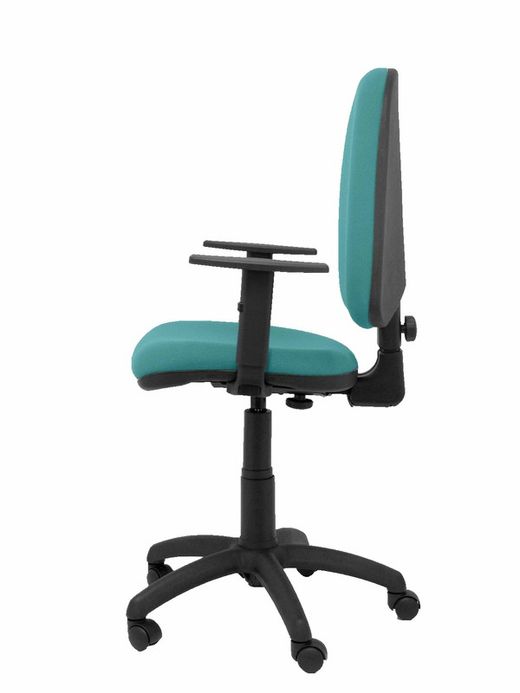Modelo Ayna - Silla de oficina ergonómica con mecanismo de contacto permanente y regulable en altura - Asiento y respaldo tapizados en tejido BALI color turquesa (BRAZOS REGULABLES EN ALTURA)