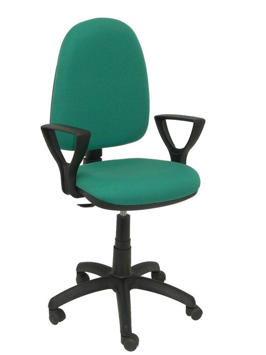 Modelo Ayna - Silla de oficina ergonómica con mecanismo de contacto permanente y regulable en altura - Asiento y respaldo tapizados en tejido BALI color verde esmeralda (BRAZOS FIJOS INCLUIDOS)