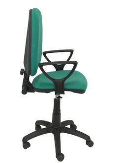 Modelo Ayna - Silla de oficina ergonómica con mecanismo de contacto permanente y regulable en altura - Asiento y respaldo tapizados en tejido BALI color verde esmeralda (BRAZOS FIJOS INCLUIDOS)