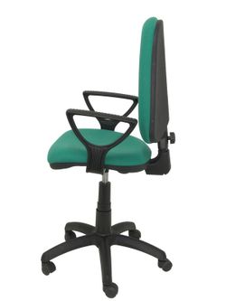 Modelo Ayna - Silla de oficina ergonómica con mecanismo de contacto permanente y regulable en altura - Asiento y respaldo tapizados en tejido BALI color verde esmeralda (BRAZOS FIJOS INCLUIDOS)