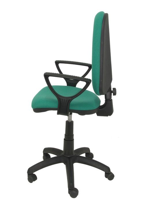 Modelo Ayna - Silla de oficina ergonómica con mecanismo de contacto permanente y regulable en altura - Asiento y respaldo tapizados en tejido BALI color verde esmeralda (BRAZOS FIJOS INCLUIDOS)