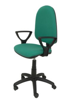 Modelo Ayna - Silla de oficina ergonómica con mecanismo de contacto permanente y regulable en altura - Asiento y respaldo tapizados en tejido BALI color verde esmeralda (BRAZOS FIJOS INCLUIDOS)