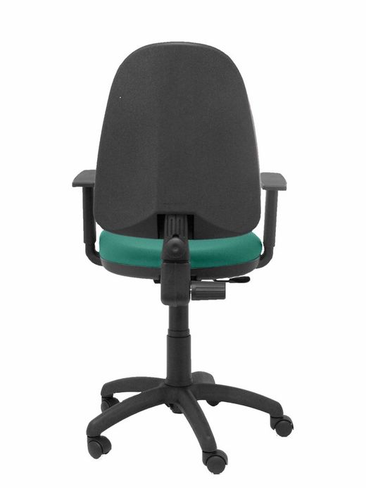 Modelo Ayna - Silla de oficina ergonómica con mecanismo de contacto permanente y regulable en altura - Asiento y respaldo tapizados en tejido BALI color verde esmeralda (BRAZOS REGULABLES EN ALTURA)