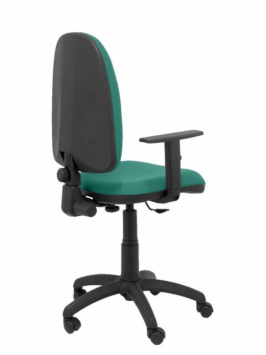 Modelo Ayna - Silla de oficina ergonómica con mecanismo de contacto permanente y regulable en altura - Asiento y respaldo tapizados en tejido BALI color verde esmeralda (BRAZOS REGULABLES EN ALTURA)