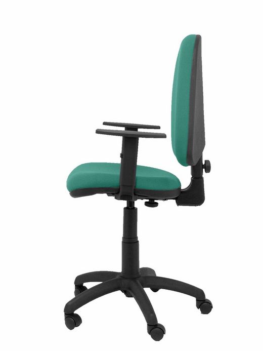 Modelo Ayna - Silla de oficina ergonómica con mecanismo de contacto permanente y regulable en altura - Asiento y respaldo tapizados en tejido BALI color verde esmeralda (BRAZOS REGULABLES EN ALTURA)