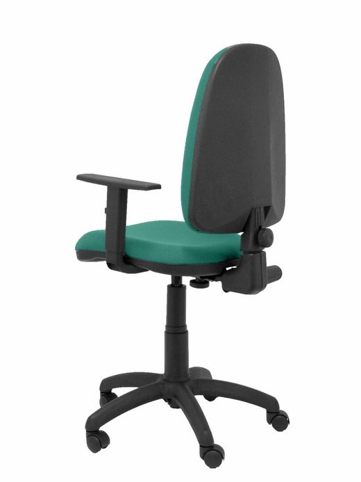 Modelo Ayna - Silla de oficina ergonómica con mecanismo de contacto permanente y regulable en altura - Asiento y respaldo tapizados en tejido BALI color verde esmeralda (BRAZOS REGULABLES EN ALTURA)