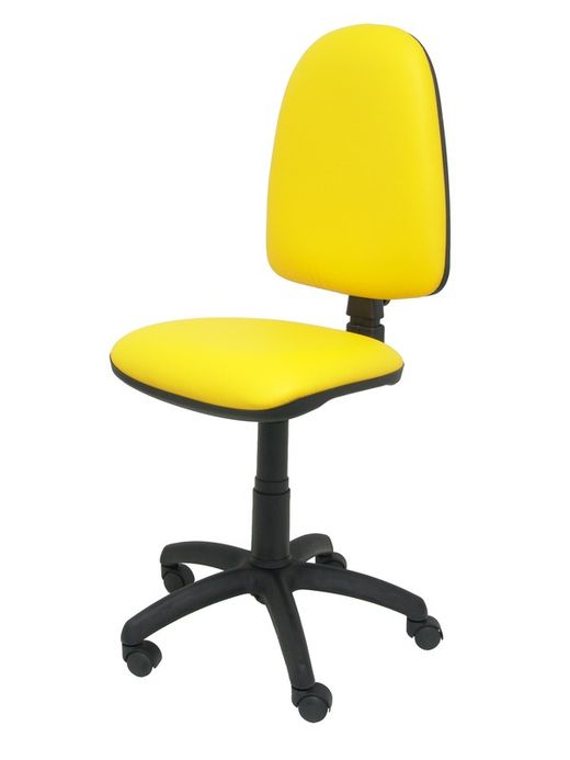 Modelo Ayna - Silla de oficina ergonómica con mecanismo de contacto permanente y regulable en altura - Asiento y respaldo tapizados en tejido similpiel color amarillo