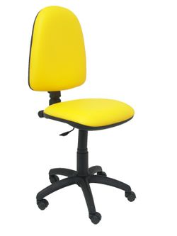 Modelo Ayna - Silla de oficina ergonómica con mecanismo de contacto permanente y regulable en altura - Asiento y respaldo tapizados en tejido similpiel color amarillo