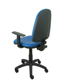 Modelo Ayna - Silla de oficina ergonómica con mecanismo de contacto permanente y regulable en altura - Asiento y respaldo tapizados en tejido SIMILPIEL color azul (BRAZOS REGULABLES EN ALTURA)