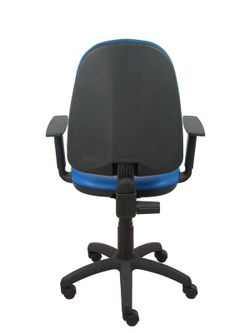 Modelo Ayna - Silla de oficina ergonómica con mecanismo de contacto permanente y regulable en altura - Asiento y respaldo tapizados en tejido SIMILPIEL color azul (BRAZOS REGULABLES EN ALTURA)