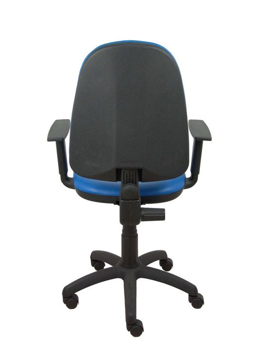 Modelo Ayna - Silla de oficina ergonómica con mecanismo de contacto permanente y regulable en altura - Asiento y respaldo tapizados en tejido SIMILPIEL color azul (BRAZOS REGULABLES EN ALTURA)