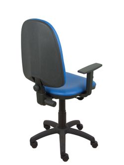 Modelo Ayna - Silla de oficina ergonómica con mecanismo de contacto permanente y regulable en altura - Asiento y respaldo tapizados en tejido SIMILPIEL color azul (BRAZOS REGULABLES EN ALTURA)