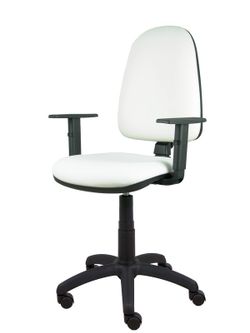 Modelo Ayna - Silla de oficina ergonómica con mecanismo de contacto permanente y regulable en altura - Asiento y respaldo tapizados en tejido SIMILPIEL color blanco (BRAZOS REGULABLES EN ALTURA)