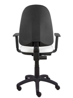 Modelo Ayna - Silla de oficina ergonómica con mecanismo de contacto permanente y regulable en altura - Asiento y respaldo tapizados en tejido SIMILPIEL color blanco (BRAZOS REGULABLES EN ALTURA)