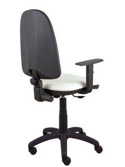 Modelo Ayna - Silla de oficina ergonómica con mecanismo de contacto permanente y regulable en altura - Asiento y respaldo tapizados en tejido SIMILPIEL color blanco (BRAZOS REGULABLES EN ALTURA)