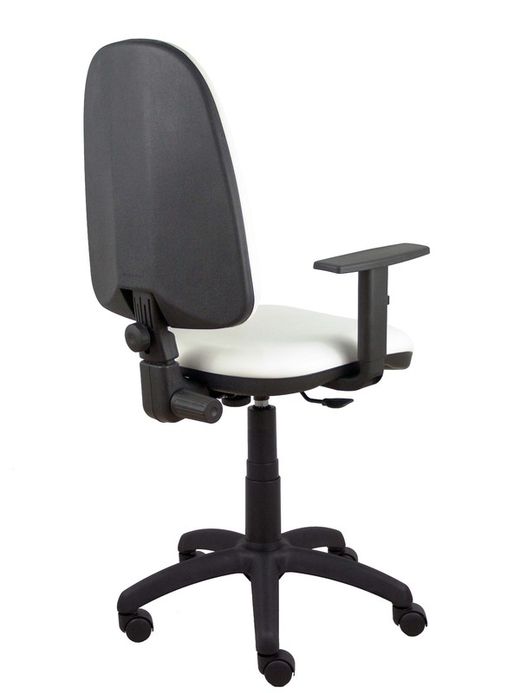 Modelo Ayna - Silla de oficina ergonómica con mecanismo de contacto permanente y regulable en altura - Asiento y respaldo tapizados en tejido SIMILPIEL color blanco (BRAZOS REGULABLES EN ALTURA)