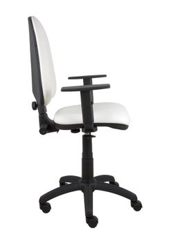Modelo Ayna - Silla de oficina ergonómica con mecanismo de contacto permanente y regulable en altura - Asiento y respaldo tapizados en tejido SIMILPIEL color blanco (BRAZOS REGULABLES EN ALTURA)
