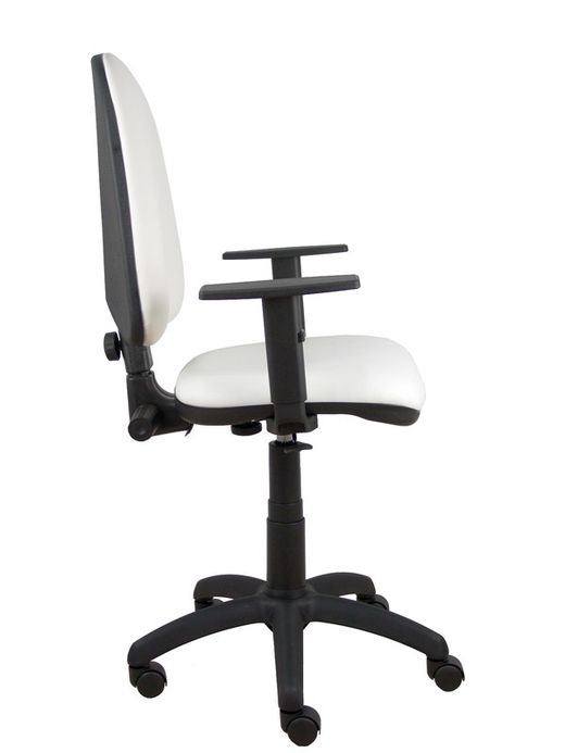 Modelo Ayna - Silla de oficina ergonómica con mecanismo de contacto permanente y regulable en altura - Asiento y respaldo tapizados en tejido SIMILPIEL color blanco (BRAZOS REGULABLES EN ALTURA)