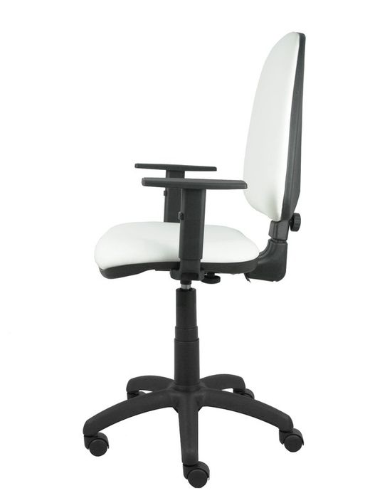 Modelo Ayna - Silla de oficina ergonómica con mecanismo de contacto permanente y regulable en altura - Asiento y respaldo tapizados en tejido SIMILPIEL color blanco (BRAZOS REGULABLES EN ALTURA)