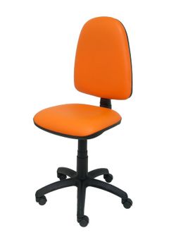 Modelo Ayna - Silla de oficina ergonómica con mecanismo de contacto permanente y regulable en altura - Asiento y respaldo tapizados en tejido similpiel color naranja
