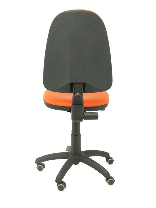 Modelo Ayna - Silla de oficina ergonómica con mecanismo de contacto permanente y regulable en altura y ruedas de parqué - Asiento y respaldo tapizados en tejido similpiel color naranja