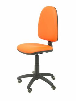 Modelo Ayna - Silla de oficina ergonómica con mecanismo de contacto permanente y regulable en altura y ruedas de parqué - Asiento y respaldo tapizados en tejido similpiel color naranja