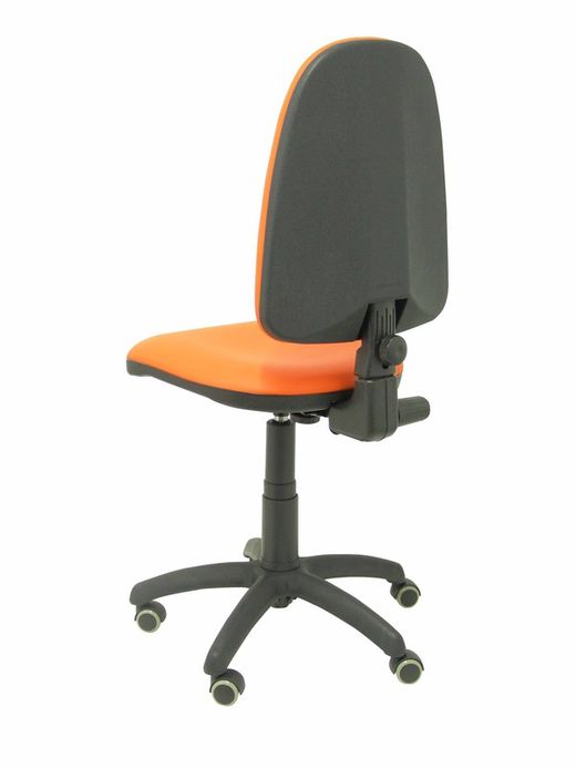 Modelo Ayna - Silla de oficina ergonómica con mecanismo de contacto permanente y regulable en altura y ruedas de parqué - Asiento y respaldo tapizados en tejido similpiel color naranja