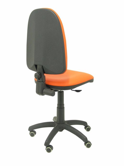 Modelo Ayna - Silla de oficina ergonómica con mecanismo de contacto permanente y regulable en altura y ruedas de parqué - Asiento y respaldo tapizados en tejido similpiel color naranja