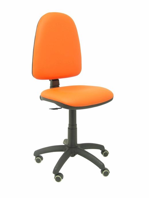 Modelo Ayna - Silla de oficina ergonómica con mecanismo de contacto permanente y regulable en altura y ruedas de parqué - Asiento y respaldo tapizados en tejido similpiel color naranja