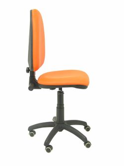 Modelo Ayna - Silla de oficina ergonómica con mecanismo de contacto permanente y regulable en altura y ruedas de parqué - Asiento y respaldo tapizados en tejido similpiel color naranja