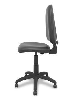 Modelo Ayna - Silla de oficina ergonómica con mecanismo de contacto permanente y regulable en altura y ruedas de parqué - Asiento y respaldo tapizados en tejido similpiel color negro.