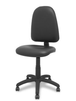 Modelo Ayna - Silla de oficina ergonómica con mecanismo de contacto permanente y regulable en altura y ruedas de parqué - Asiento y respaldo tapizados en tejido similpiel color negro.