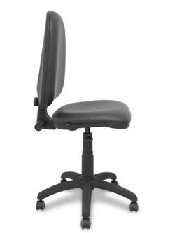 Modelo Ayna - Silla de oficina ergonómica con mecanismo de contacto permanente y regulable en altura y ruedas de parqué - Asiento y respaldo tapizados en tejido similpiel color negro.