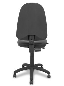 Modelo Ayna - Silla de oficina ergonómica con mecanismo de contacto permanente y regulable en altura y ruedas de parqué - Asiento y respaldo tapizados en tejido similpiel color negro.