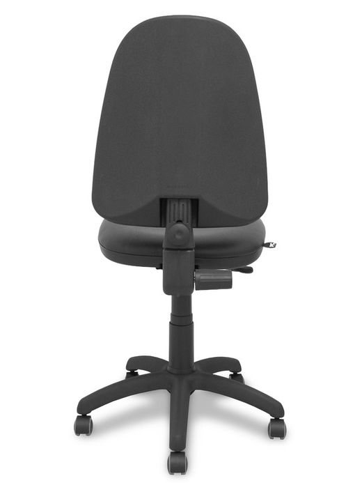 Modelo Ayna - Silla de oficina ergonómica con mecanismo de contacto permanente y regulable en altura y ruedas de parqué - Asiento y respaldo tapizados en tejido similpiel color negro.