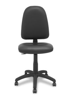 Modelo Ayna - Silla de oficina ergonómica con mecanismo de contacto permanente y regulable en altura y ruedas de parqué - Asiento y respaldo tapizados en tejido similpiel color negro.