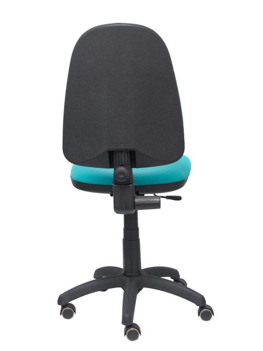 Modelo Ayna - Silla de oficina ergonómica con mecanismo de contacto permanente y regulable en altura y ruedas de parqué - Asiento y respaldo tapizados en tejido similpiel color verde turquesa.