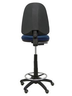 Modelo Ayna Taburete - Taburete ergonómico con mecanismo de contacto permanente, regulable en altura, aro reposapiés y ruedas de parqué - Asiento y respaldo tapizados en tejido BALI color azul marino